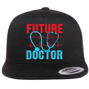 Future Doctor retro heartbeat nurse Flat Bill Trucker Hat