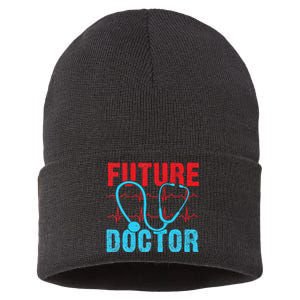 Future Doctor retro heartbeat nurse Sustainable Knit Beanie