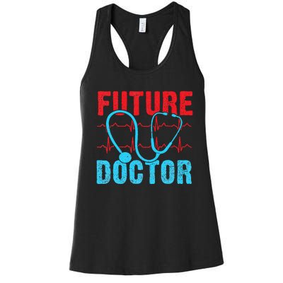 Future Doctor retro heartbeat nurse Women's Racerback Tank