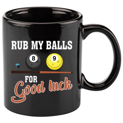 Father's Day Rub My Balls For Good Luck Pool Player Gift For Dad 11oz C Handle Ceramic Mug