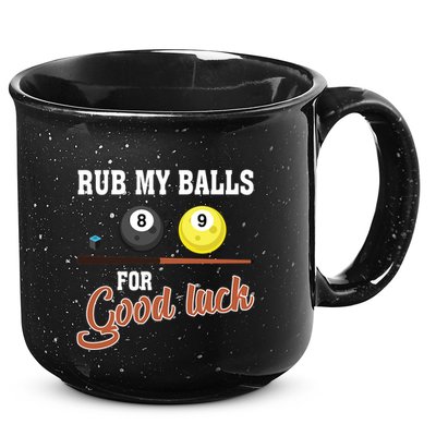 Father's Day Rub My Balls For Good Luck Pool Player Gift For Dad 15oz Campfire Ceramic Mug