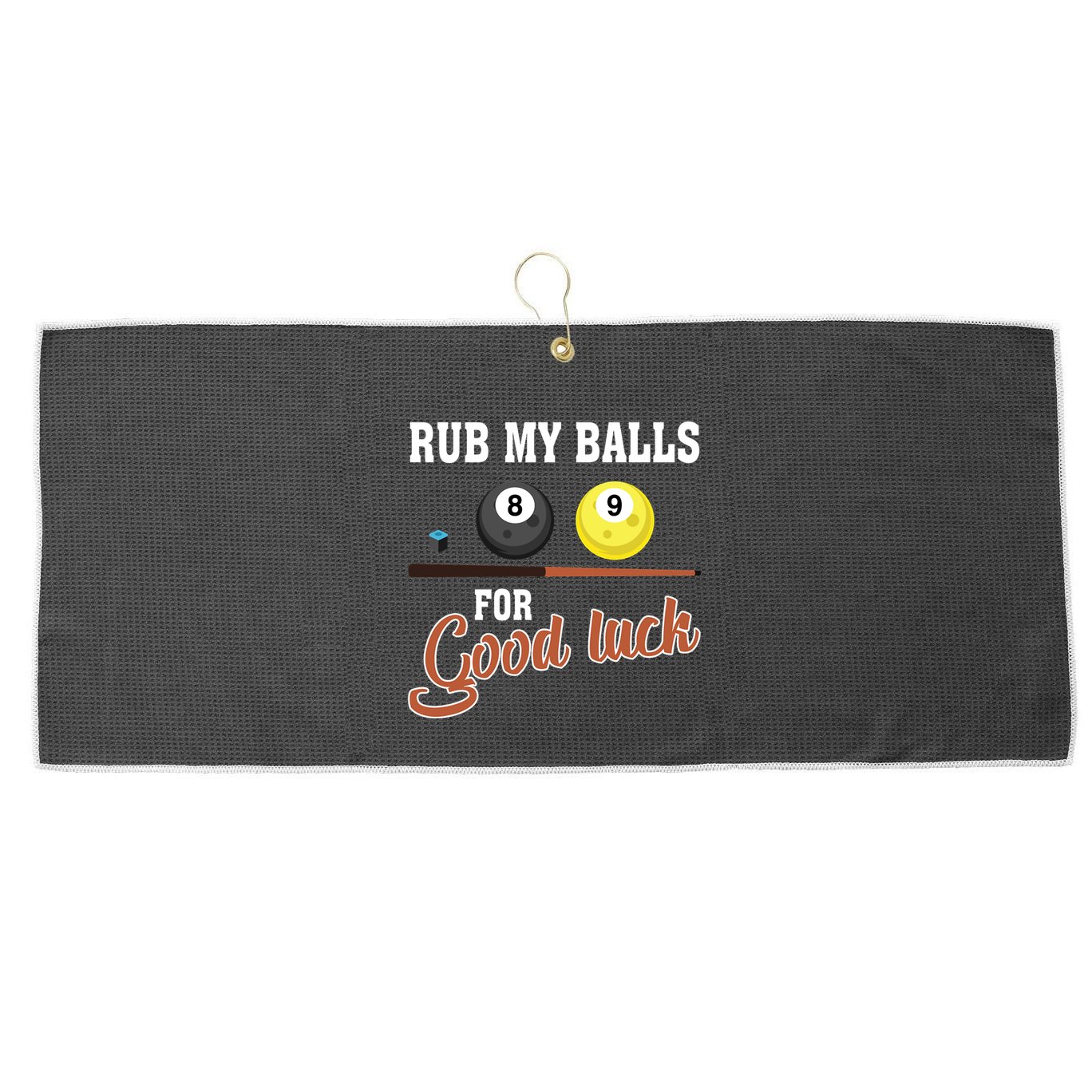 Father's Day Rub My Balls For Good Luck Pool Player Gift For Dad Large Microfiber Waffle Golf Towel
