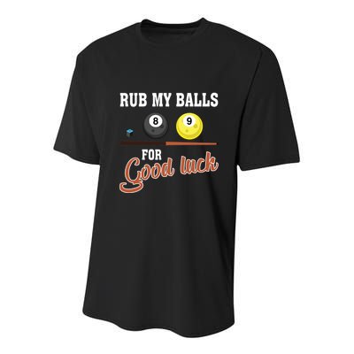 Father's Day Rub My Balls For Good Luck Pool Player Gift For Dad Youth Performance Sprint T-Shirt