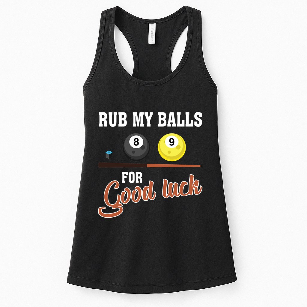 Father's Day Rub My Balls For Good Luck Pool Player Gift For Dad Womens Tank Top