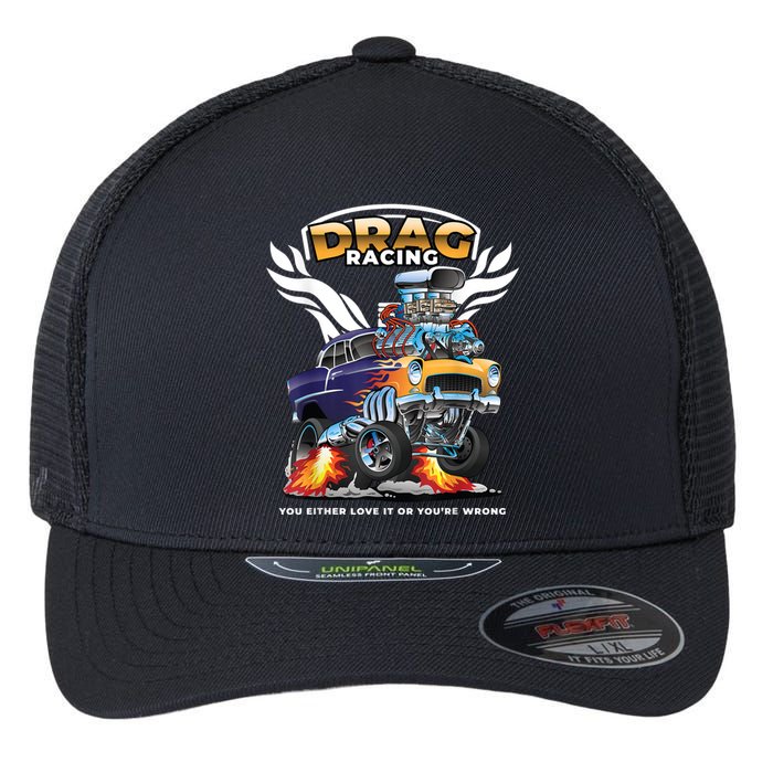 Funny Drag Racing Flexfit Unipanel Trucker Cap