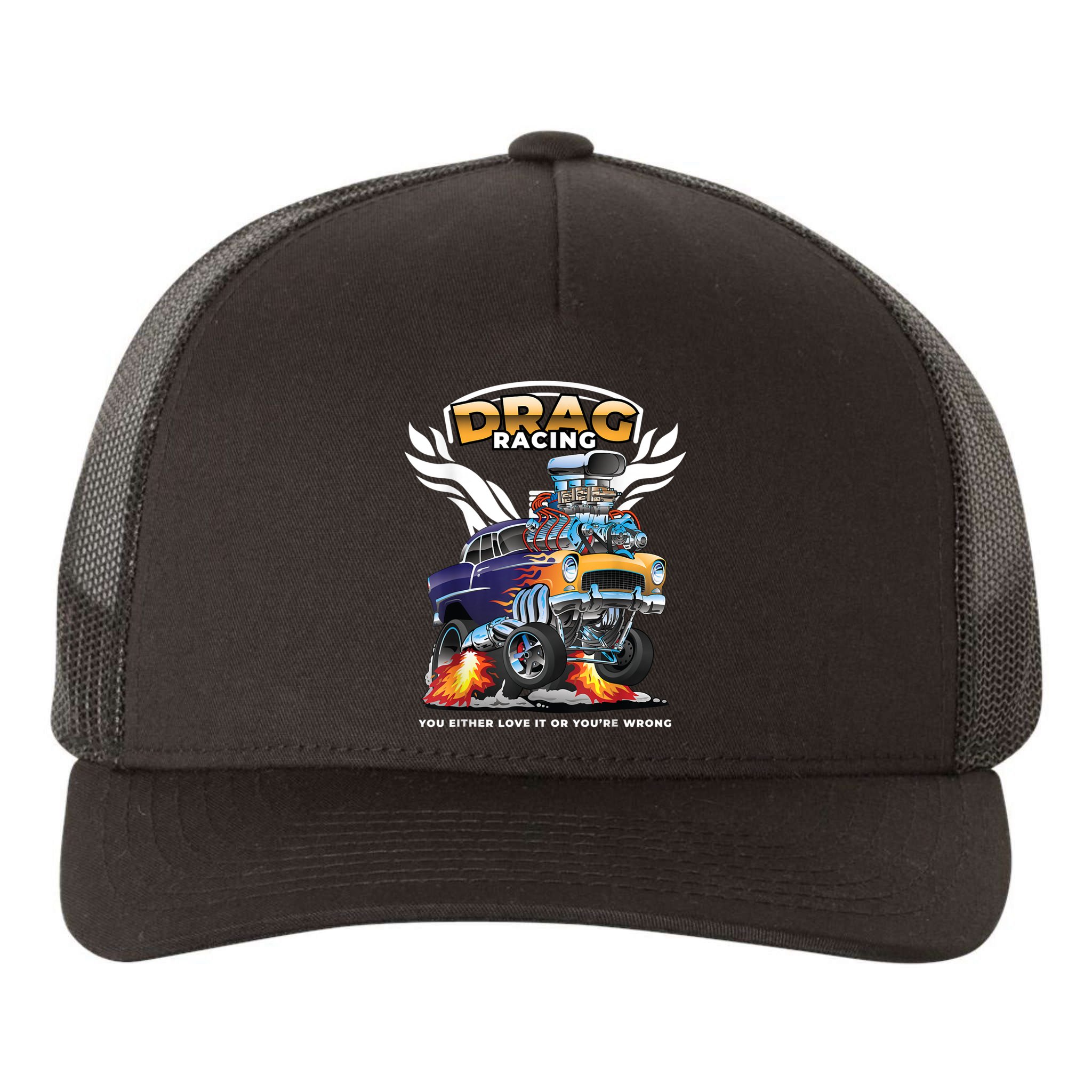 Funny Drag Racing Yupoong Adult 5-Panel Trucker Hat