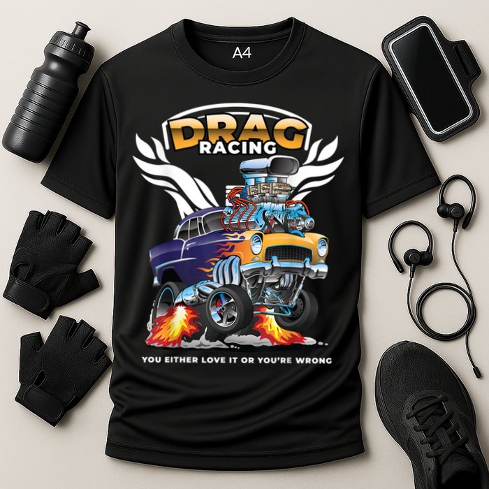 Funny Drag Racing Cooling Performance Crew T-Shirt
