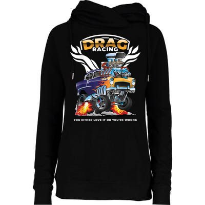 Funny Drag Racing Womens Funnel Neck Pullover Hood