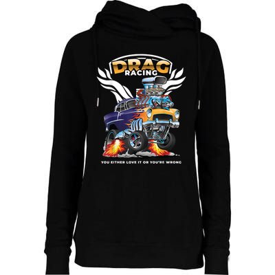 Funny Drag Racing Womens Funnel Neck Pullover Hood