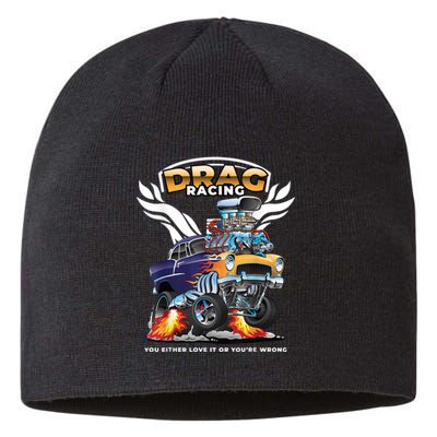 Funny Drag Racing Sustainable Beanie