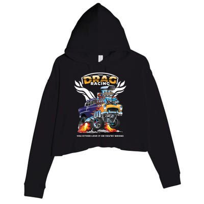 Funny Drag Racing Crop Fleece Hoodie