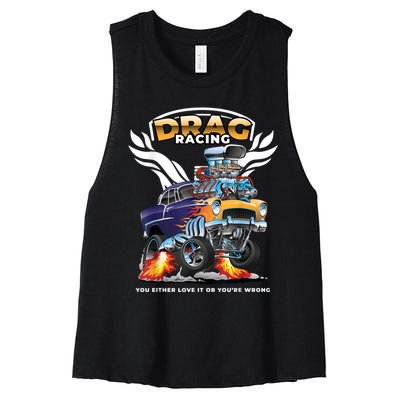 Funny Drag Racing Women's Racerback Cropped Tank