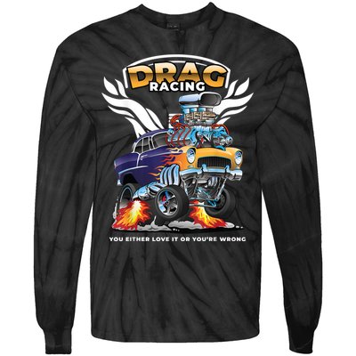 Funny Drag Racing Tie-Dye Long Sleeve Shirt