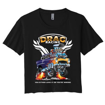 Funny Drag Racing Women's Crop Top Tee