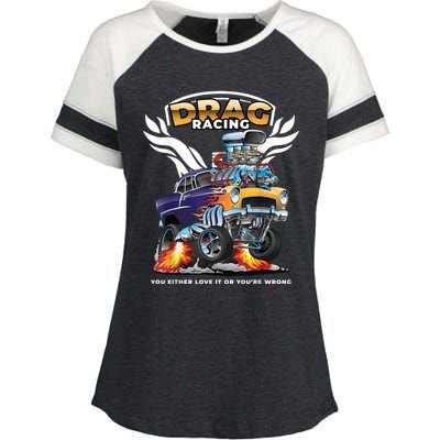 Funny Drag Racing Enza Ladies Jersey Colorblock Tee