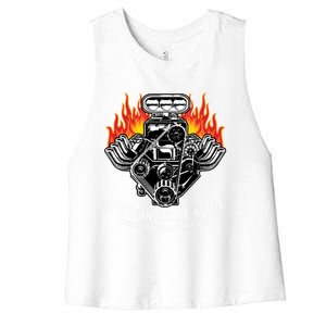 Funny Drag Racing Cute Gift Car Engine Mechanics Motor Racing Gift Women's Racerback Cropped Tank