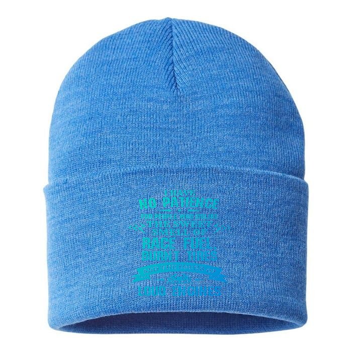 Funny Drag Racing Gift For Mechanics And Car Enthusiasts Sustainable Knit Beanie