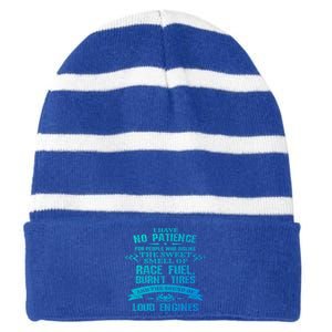 Funny Drag Racing Gift For Mechanics And Car Enthusiasts Striped Beanie with Solid Band