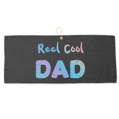 Fathers Day: Reel Cool Dad Fishing Dad Sayings Cool Gift Large Microfiber Waffle Golf Towel