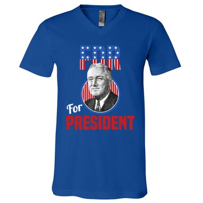 Franklin Delano Roosevelt Fdr For President Campaign Gift V-Neck T-Shirt