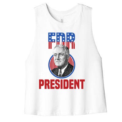 Franklin Delano Roosevelt Fdr For President Campaign Gift Women's Racerback Cropped Tank