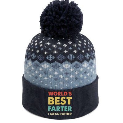 Father's Day Retro Dad World's Best Farter I Mean Father The Baniff Cuffed Pom Beanie