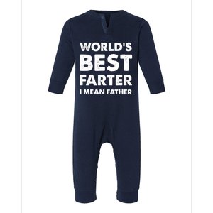 Father's Day Retro Dad World's Best Farter I Mean Father Infant Fleece One Piece