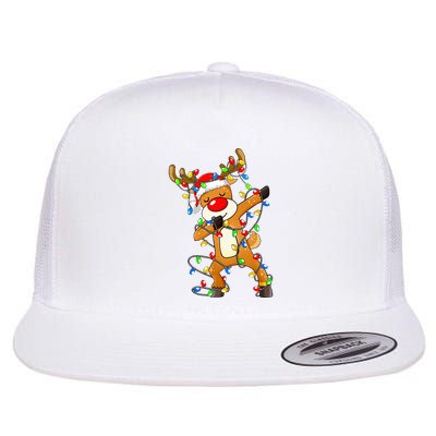 Festive Dabbing Reindeer Santa for Christmas Celebration Flatbill Hat