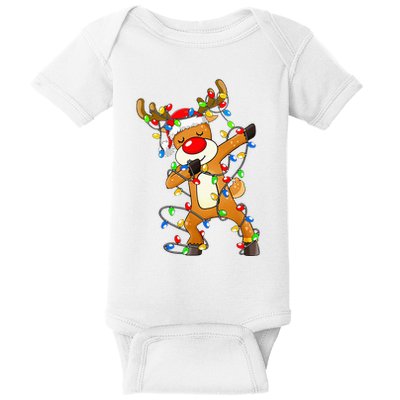 Festive Dabbing Reindeer Santa for Christmas Celebration Baby Bodysuit