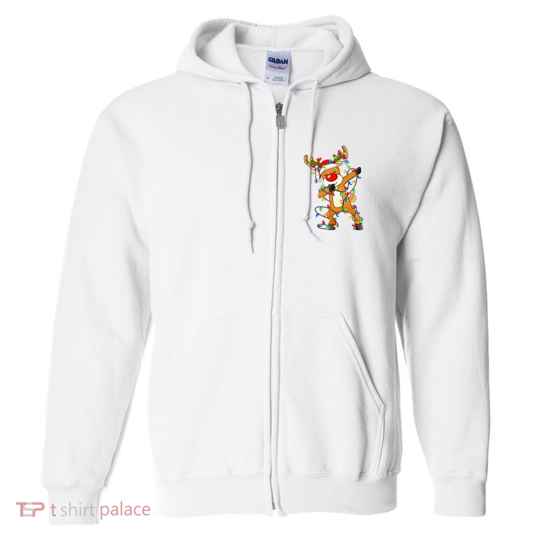Festive Dabbing Reindeer Santa for Christmas Celebration Full Zip Hoodie