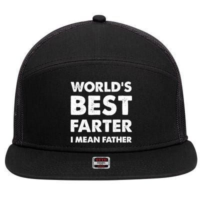 Father's Day Retro Dad World's Best Farter I Mean Father 7 Panel Mesh Trucker Snapback Hat