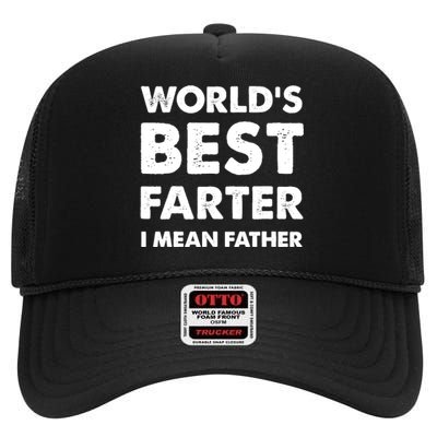 Father's Day Retro Dad World's Best Farter I Mean Father High Crown Mesh Back Trucker Hat