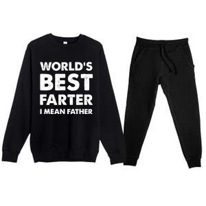 Father's Day Retro Dad World's Best Farter I Mean Father Premium Crewneck Sweatsuit Set