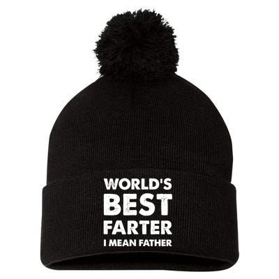 Father's Day Retro Dad World's Best Farter I Mean Father Pom Pom 12in Knit Beanie