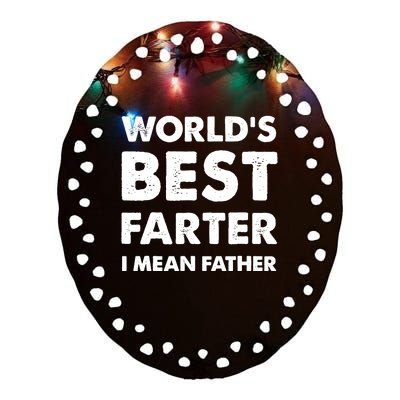 Father's Day Retro Dad World's Best Farter I Mean Father Ceramic Oval Ornament