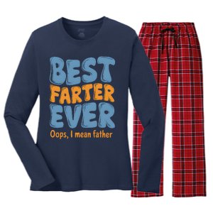 FatherS Day Retro Dad Best Farter Ever Oops I Mean Father Women's Long Sleeve Flannel Pajama Set 