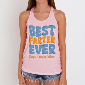 FatherS Day Retro Dad Best Farter Ever Oops I Mean Father Women's Knotted Racerback Tank