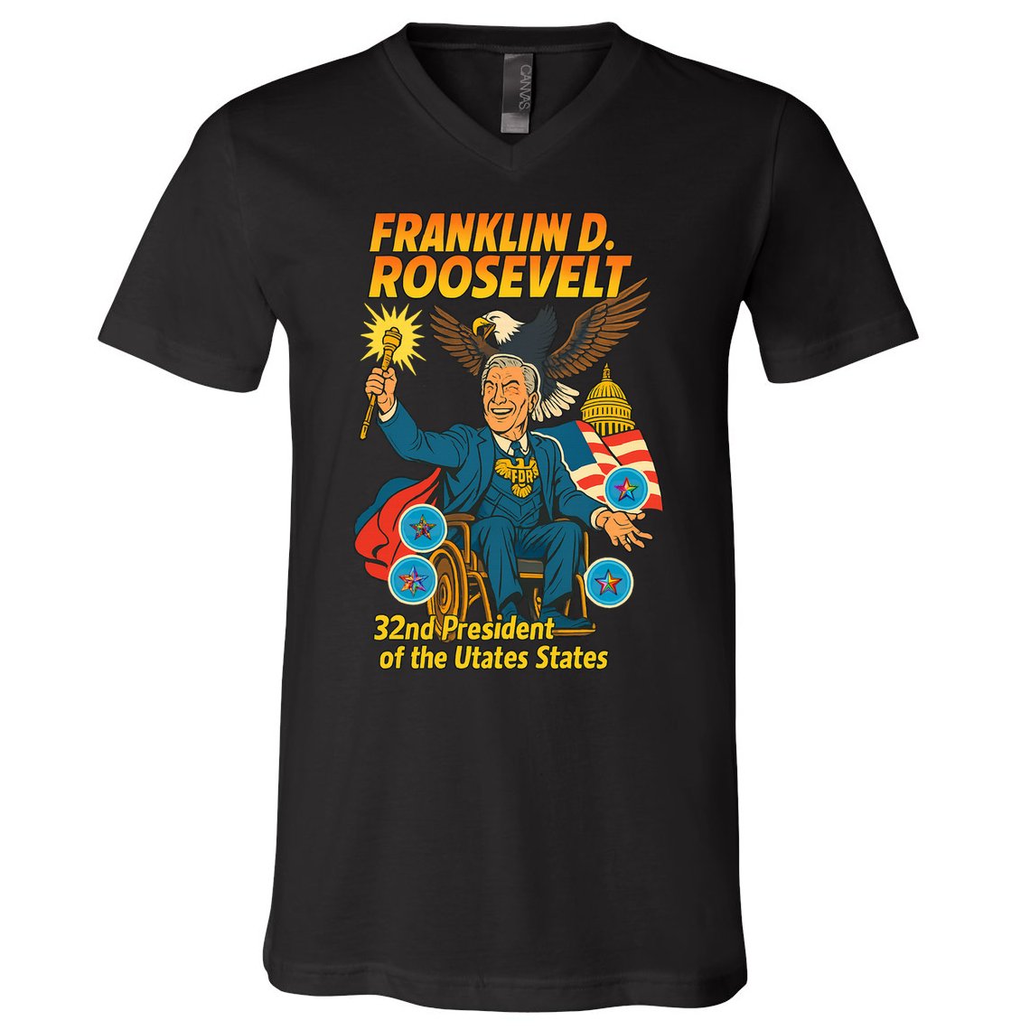Franklin D Roosevelt The Presidential Chronicles V-Neck T-Shirt