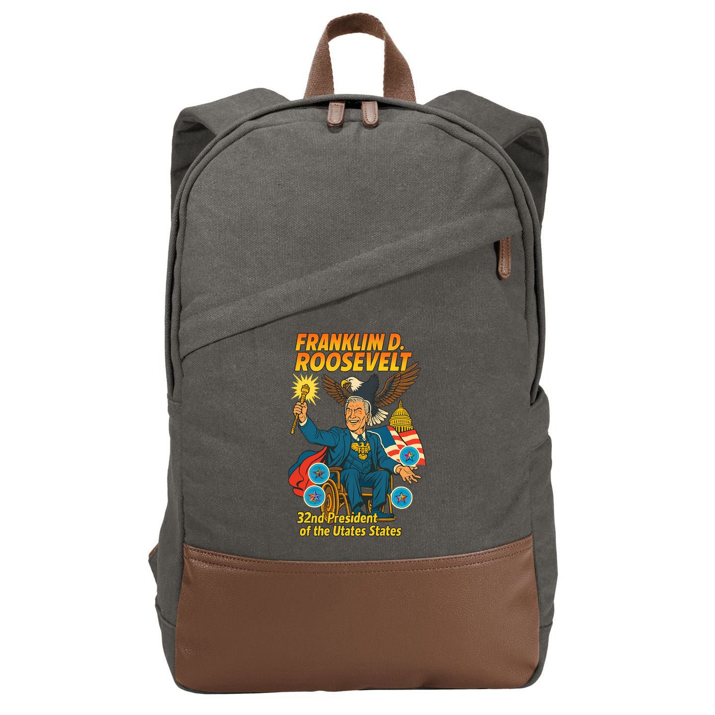 Franklin D Roosevelt The Presidential Chronicles Cotton Canvas Backpack