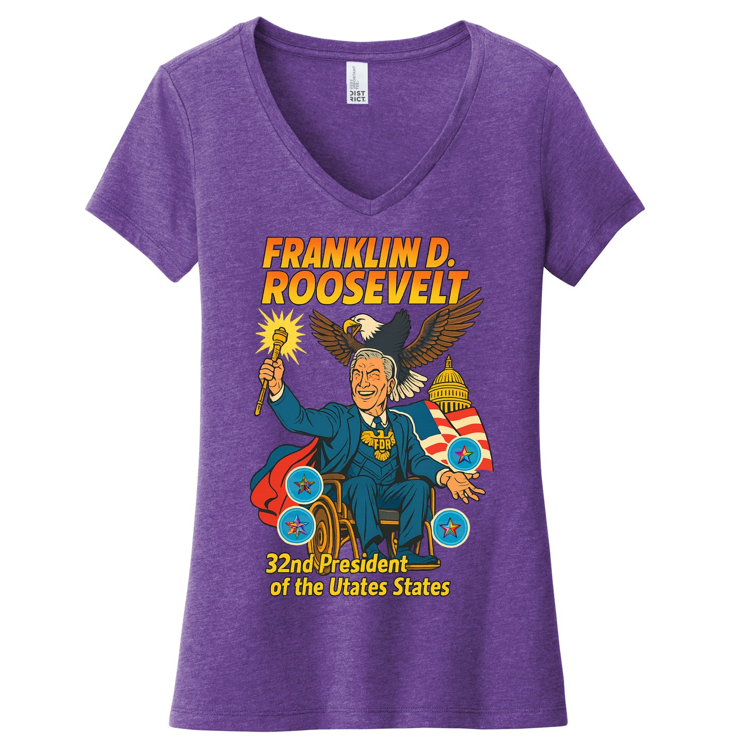 Franklin D Roosevelt The Presidential Chronicles Women's V-Neck T-Shirt