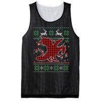 Funny Dragon Red Plaid Christmas Ugly Animals Lover Xmas Mesh Reversible Basketball Jersey Tank