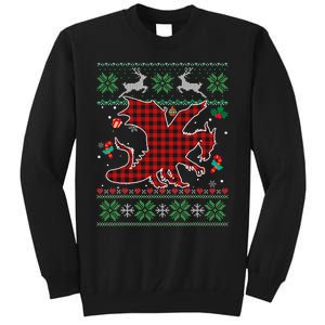 Funny Dragon Red Plaid Christmas Ugly Animals Lover Xmas Tall Sweatshirt