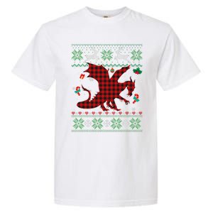 Funny Dragon Red Plaid Christmas Ugly Animals Lover Xmas Garment-Dyed Heavyweight T-Shirt