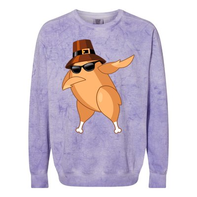 Funny Dabbing Roasted Turkey Thanksgiving Pilgrim Dab Dance Gift Colorblast Crewneck Sweatshirt