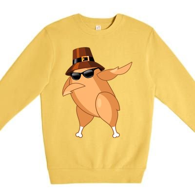 Funny Dabbing Roasted Turkey Thanksgiving Pilgrim Dab Dance Gift Premium Crewneck Sweatshirt