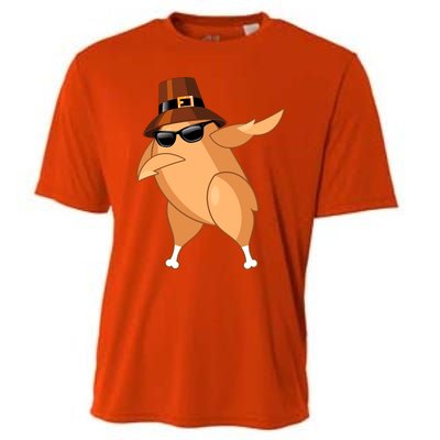 Funny Dabbing Roasted Turkey Thanksgiving Pilgrim Dab Dance Gift Cooling Performance Crew T-Shirt