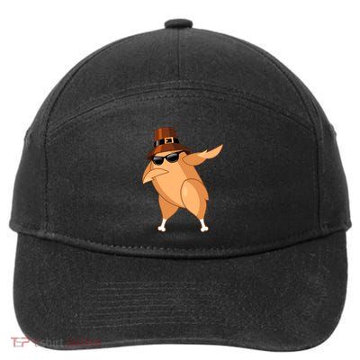 Funny Dabbing Roasted Turkey Thanksgiving Pilgrim Dab Dance Gift 7-Panel Snapback Hat