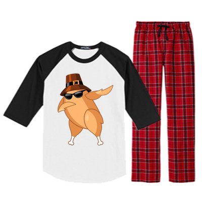 Funny Dabbing Roasted Turkey Thanksgiving Pilgrim Dab Dance Gift Raglan Sleeve Pajama Set