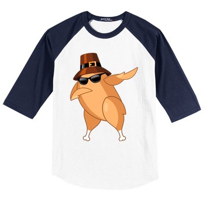 Funny Dabbing Roasted Turkey Thanksgiving Pilgrim Dab Dance Gift Baseball Sleeve Shirt