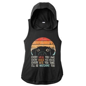 Funny Dog Retro Dog Ill Be Watching You Dog Dog Lover Ladies PosiCharge Tri-Blend Wicking Draft Hoodie Tank